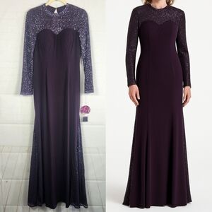 Alyce Long Sleeve Hand Beaded Mother of The Bride Formal Dress Gown Eggplant 8